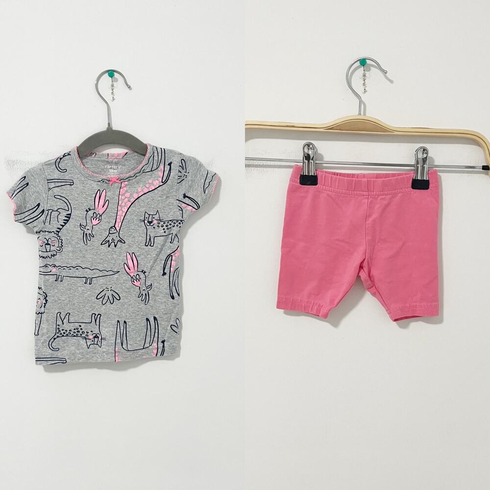 Carter's Baby Girl Zoo Animal Print Two Piece Short Set Size 2T